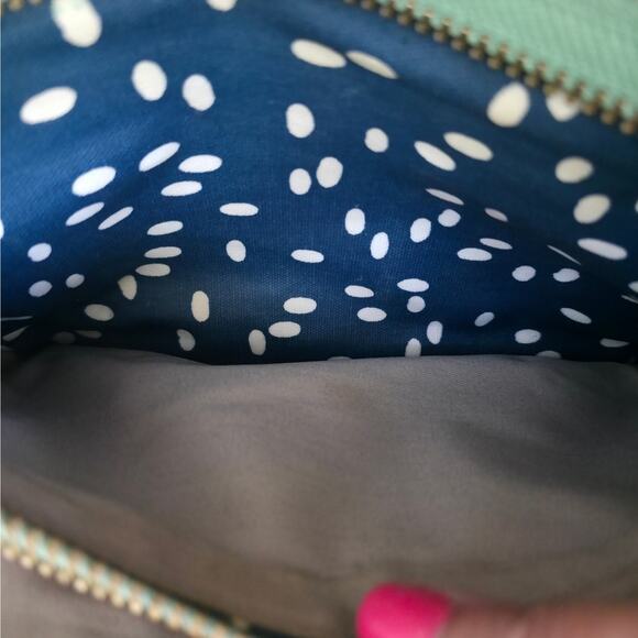 Fossil Crossbody Blue/Green Polka Dot Adjustable Strap PVC Coated Bag - Picture 10 of 12